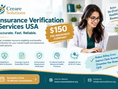 Insurance Verification Services USA – $150 Per Insurance Company | Creare Solutions 8 Teal Healthcare Insurance Verification Banner