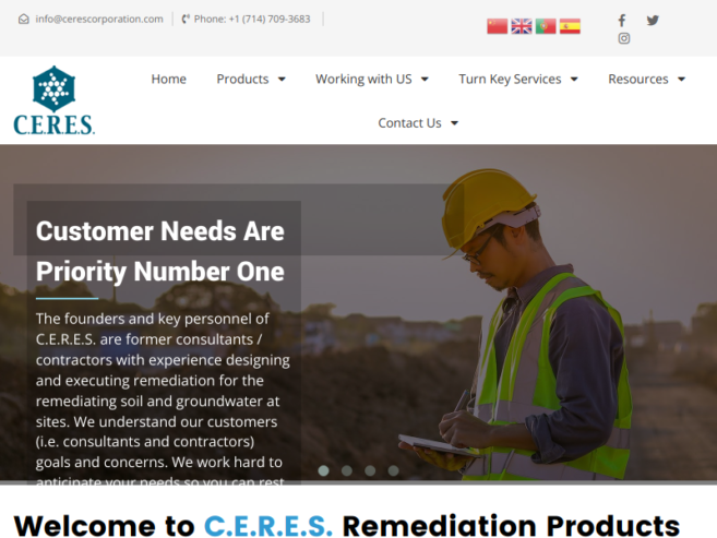 Soil and Groundwater Remediation Products manufacturer – Ceres Corporation
