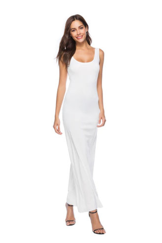 Women’s Casual Sleeveless Summer Ankle Length Beach Maxi Long Dress White