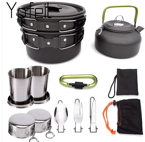 1 Set Outdoor Pots Pans Camping Cookware Picnic Cooking Set