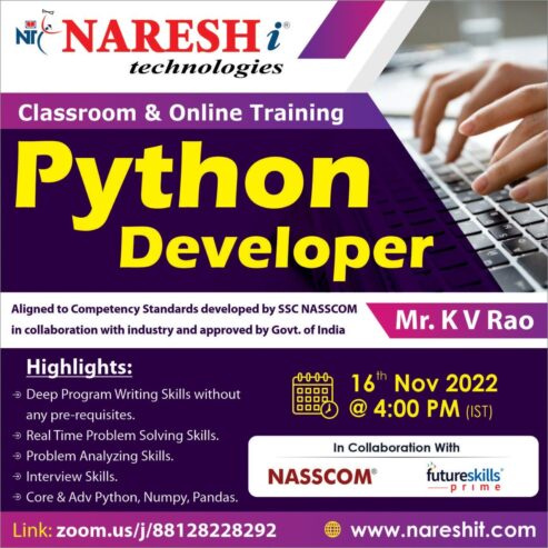 Attend Free Demo On Python by Mr. K.V. Rao.