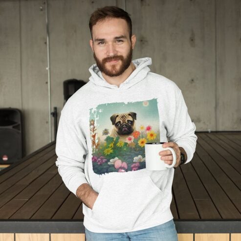 Pug Print Hooded Sweatshirt
