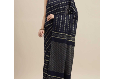 Priya-Navy-Blue-Zari-Woven-Silk-Blend-One-Minute-Saree