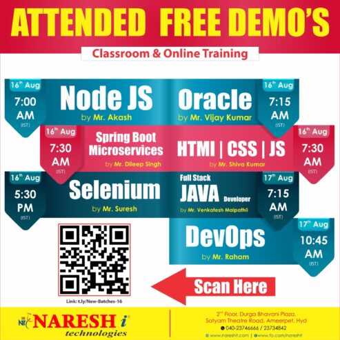 Attend Free Demo on 16 & 17th August 23 in Naresh IT – 8179191999