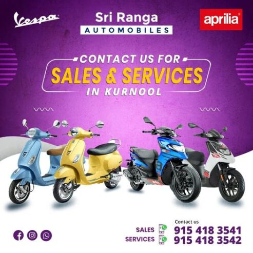 Aprilia Vespa Scooters Sales & Services in Kurnool || Sri Ranga Automobiles, Vespa Aprilia Dealership