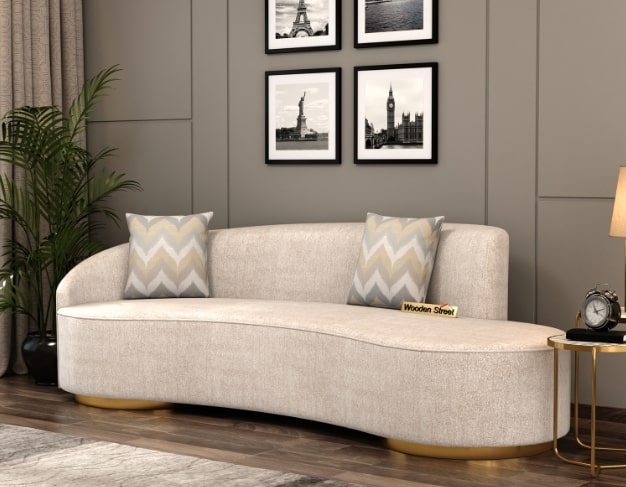 Buy Osbert 3 Seater Curved Sofa Set (Cotton, Jade Ivory) Online in India at Best Price