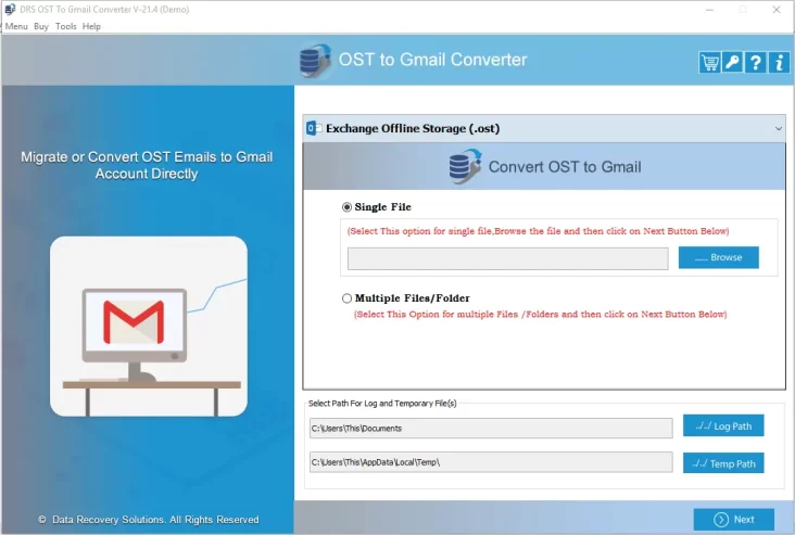DRS OST to Gmail Converter Tool